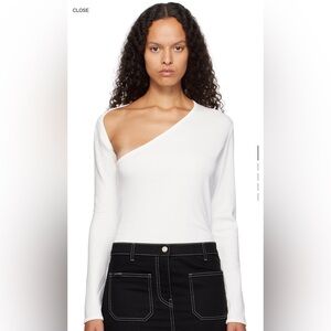 $340 NWT Courreges slash long sleeve tshirt, white, S